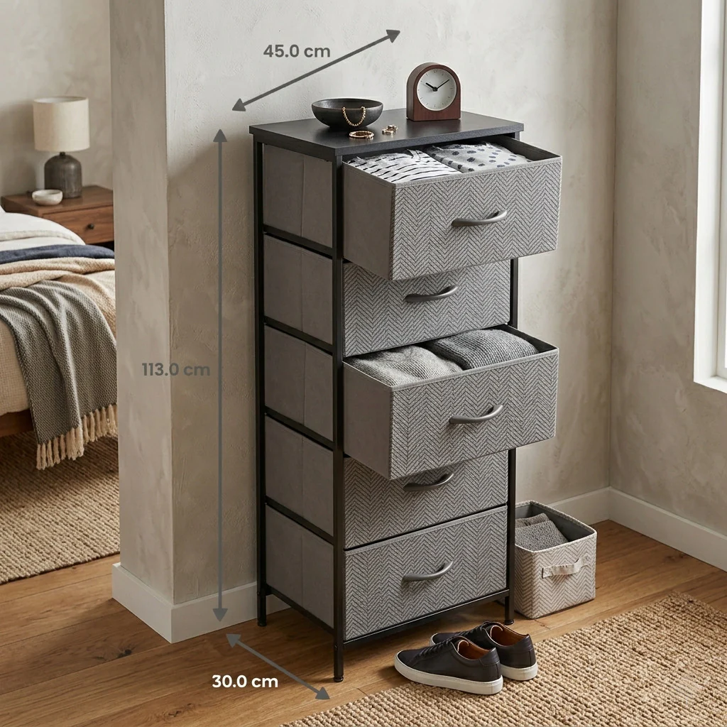 Cajonera Vertical Gris de 5 Cajones - Image 4