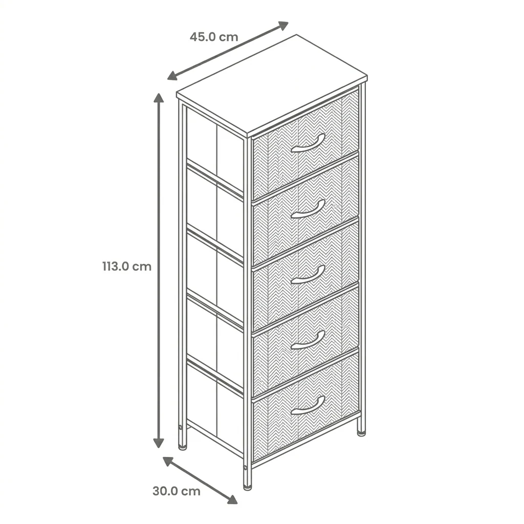 Cajonera Vertical Gris de 5 Cajones - Image 5