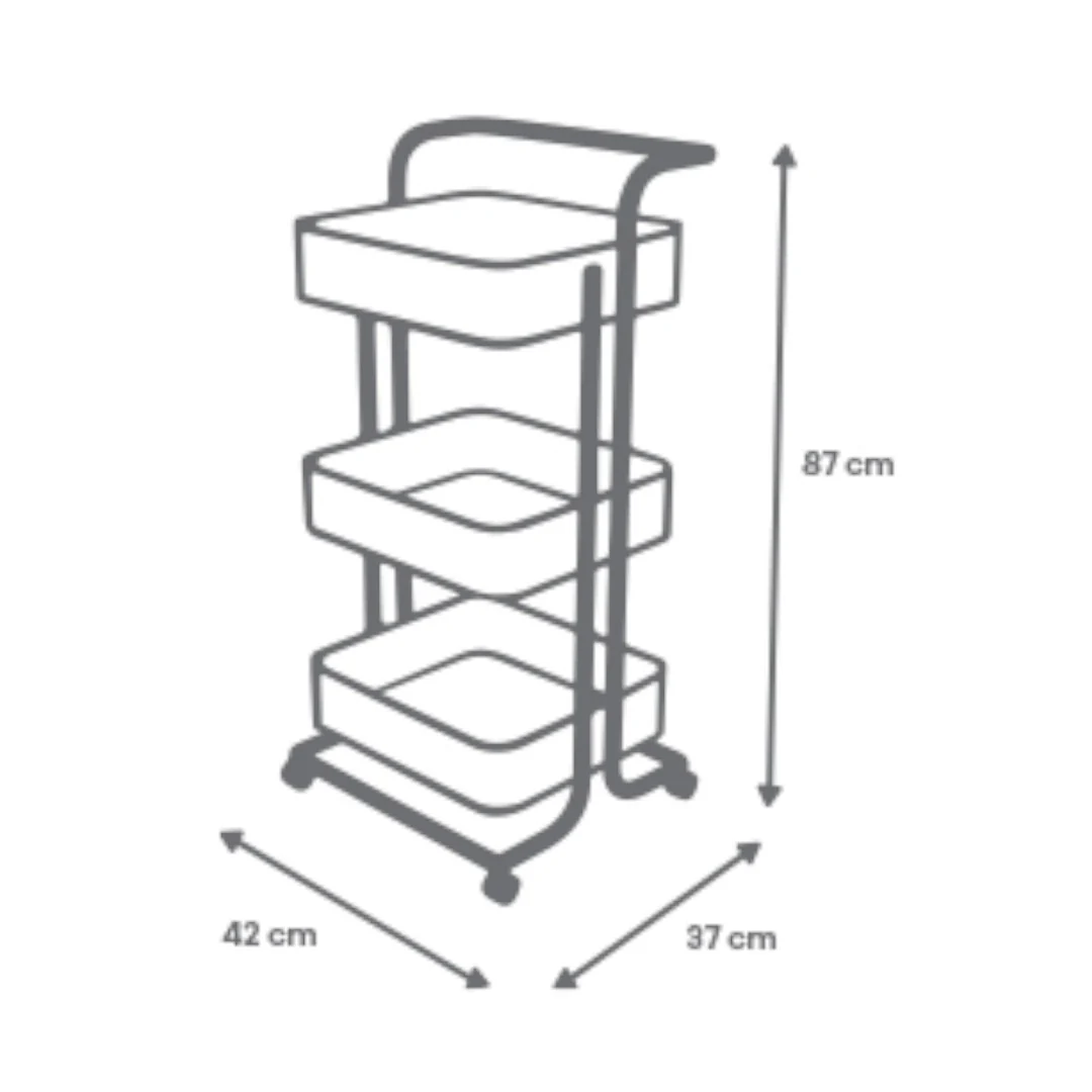 Carrito Organizador Metálico rodante Color Dorado - 3 Niveles - Image 3