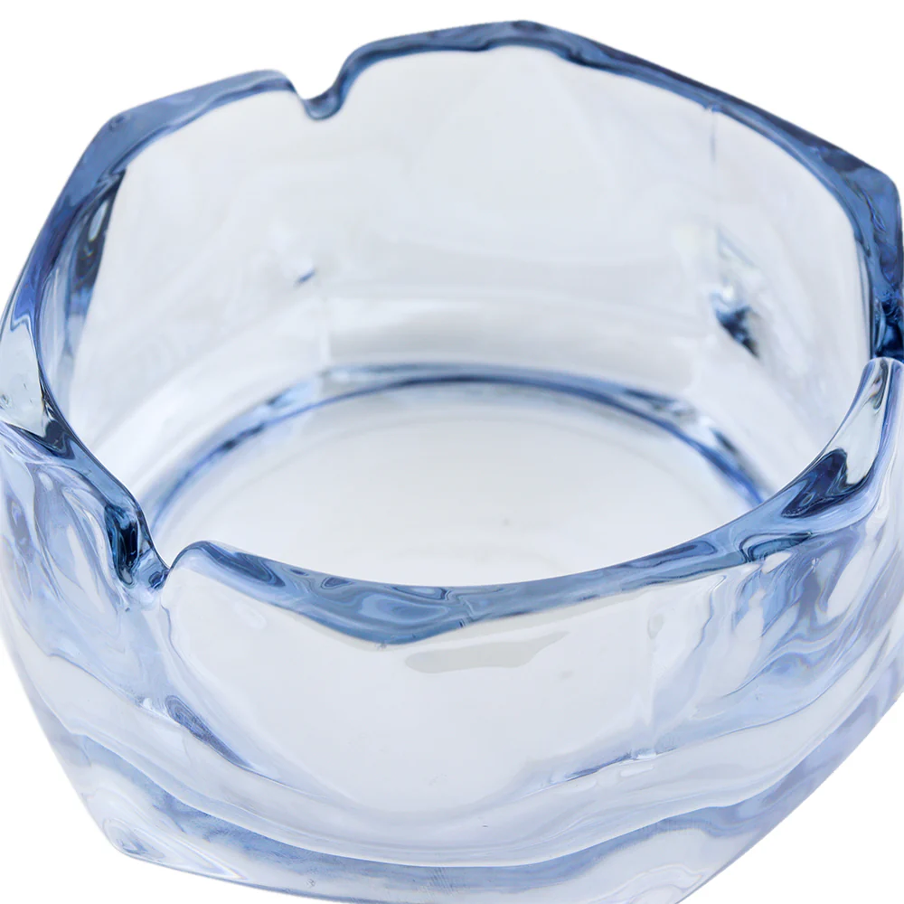 Cenicero de Cristal Tornasol Azul Hexagonal - Image 6