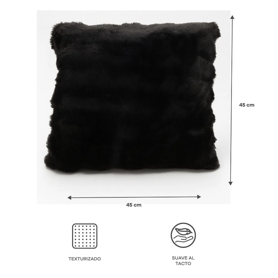 Cojín Suave Cuadrado Negro - 45CM - Image 4