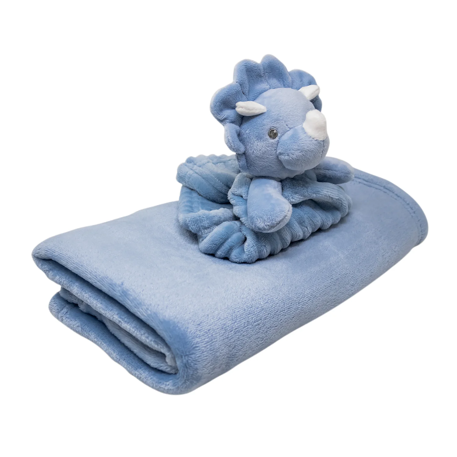 Frazada Afelpada para Bebé – Dinosaurio Azul Claro - Image 3