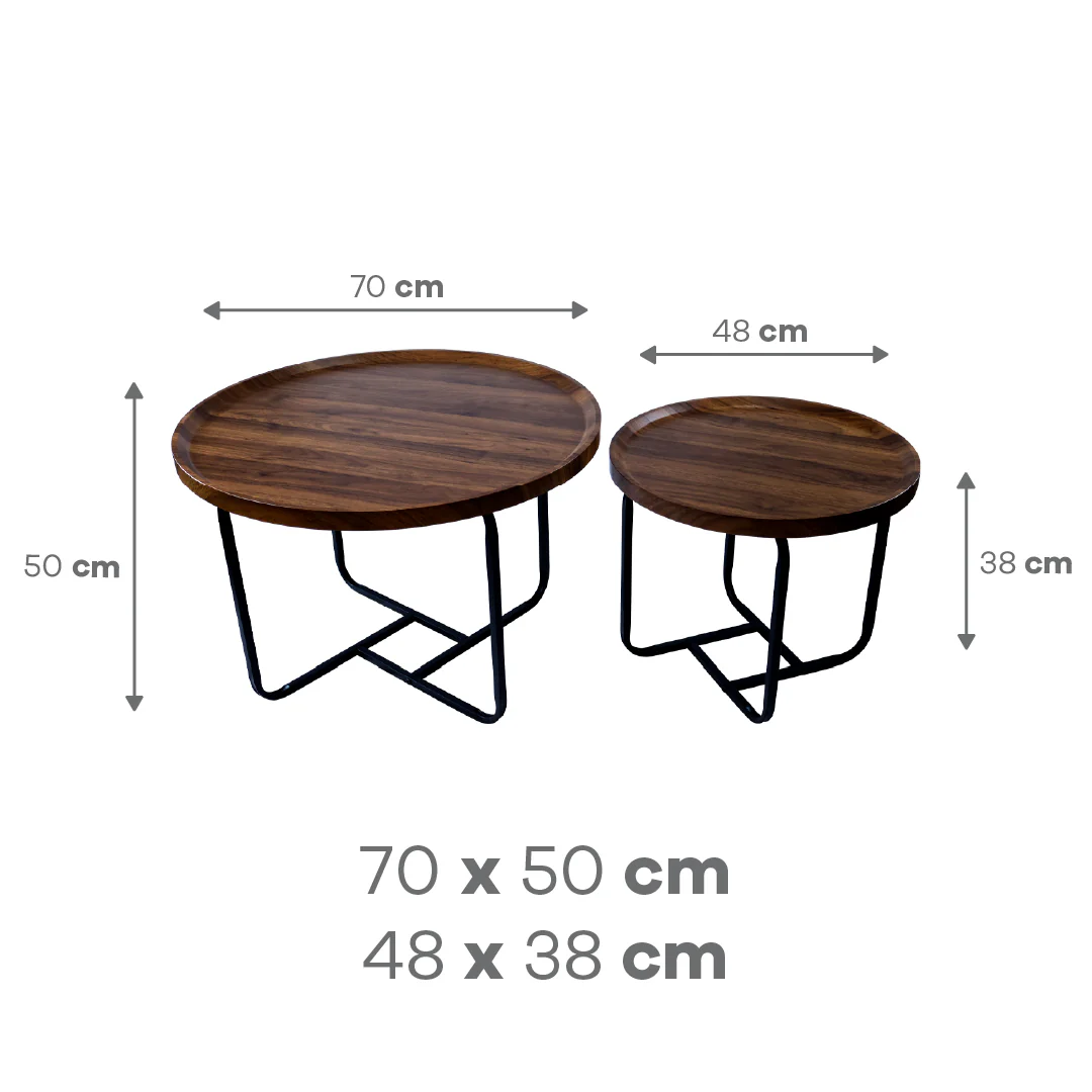 Juego de 2 Mesas Redondas de Centro –  Color Madera - Image 4
