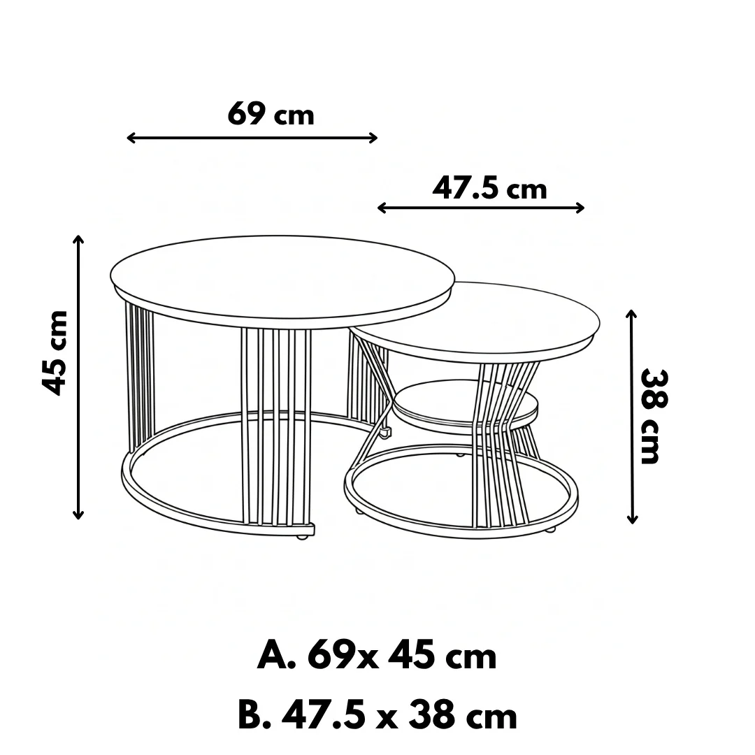 Juego de Mesas Anidables - Color Blanco y Negro - Image 4