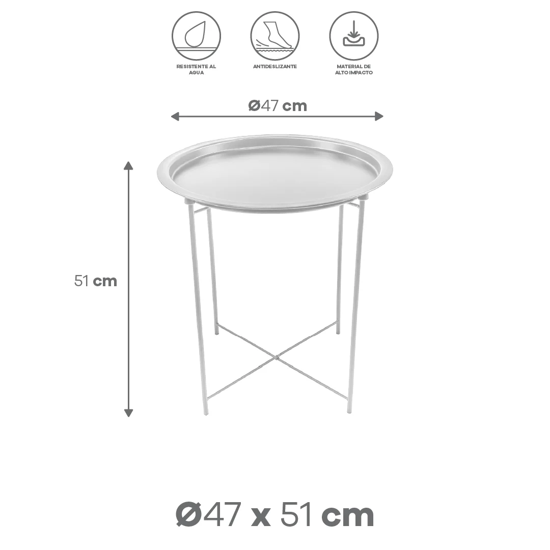 Mesa Lateral con Bandeja Redonda - Color Blanco - Image 4