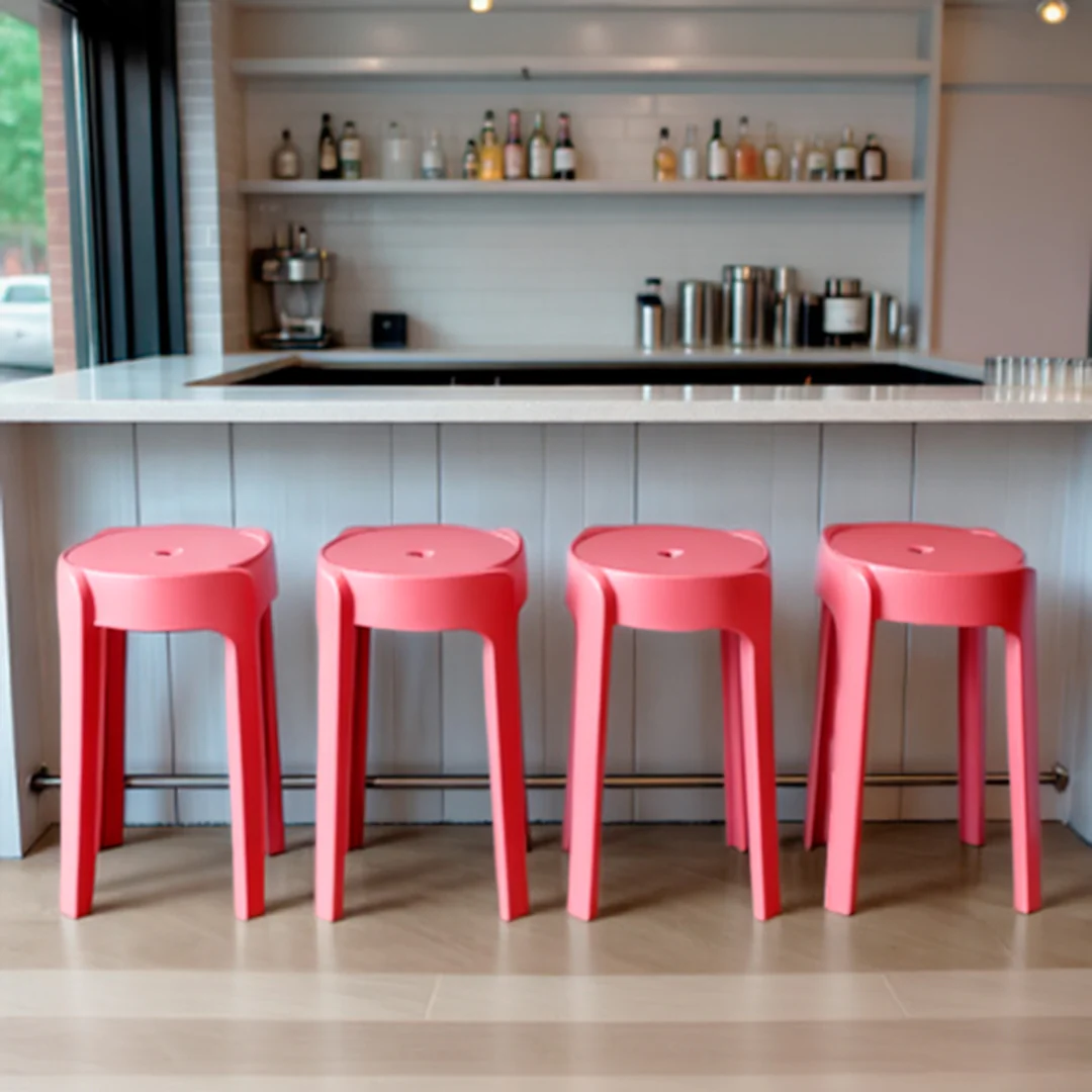 Set de 4 Bancos de Plástico Apilables – Color Rojo - Image 4