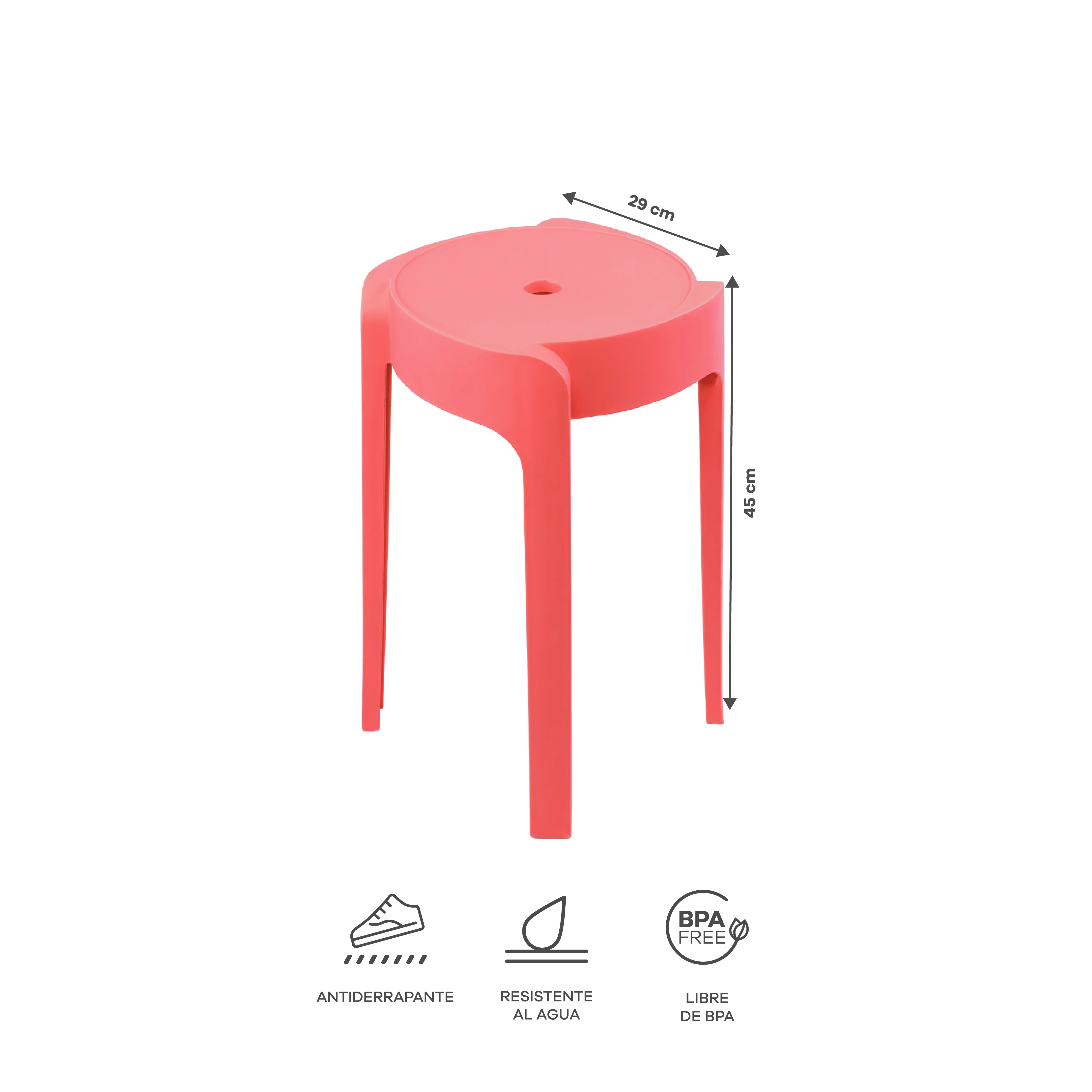 Set de 4 Bancos de Plástico Apilables – Color Rojo - Image 6