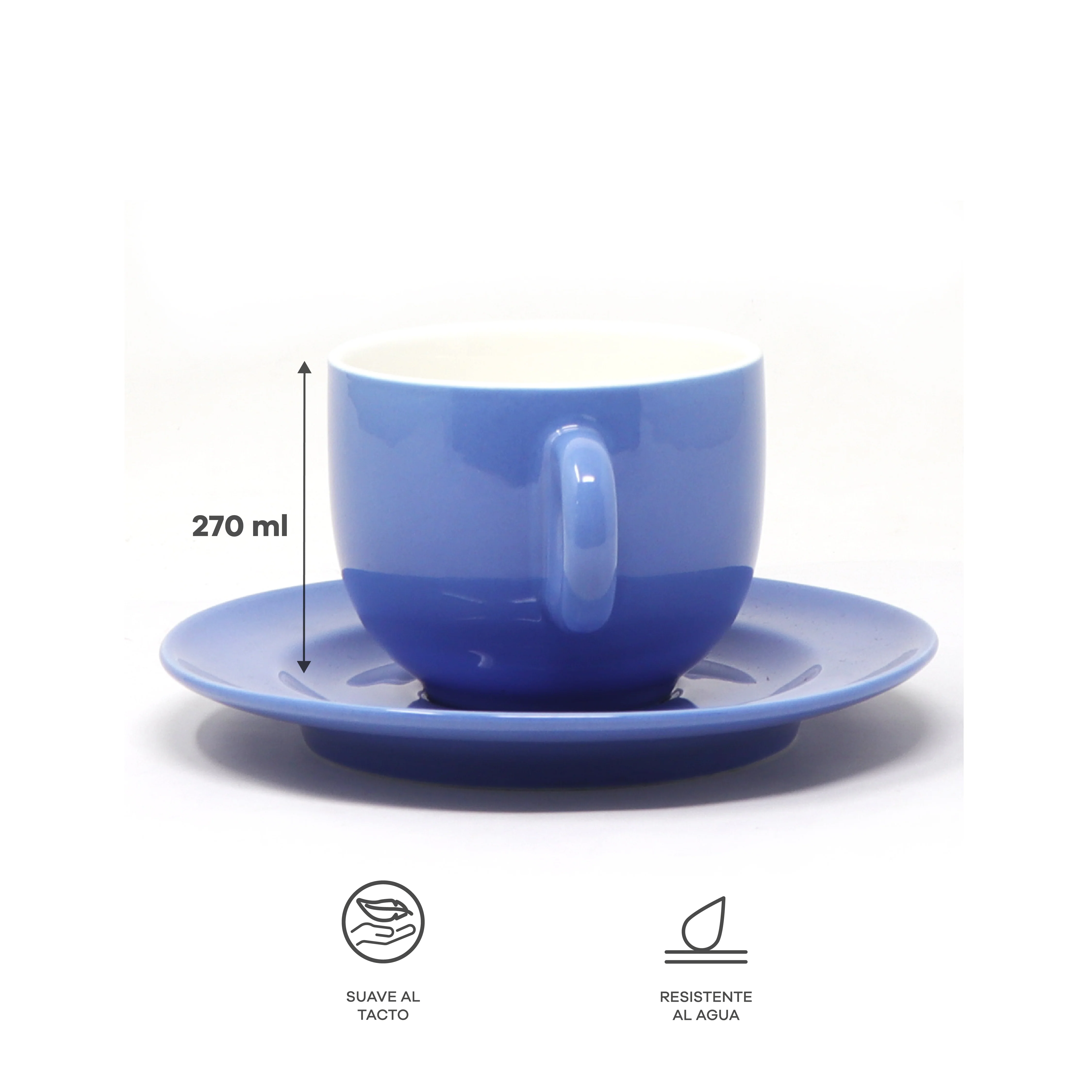 Taza y Platillo Cerámica Azul Mate - 270 ml - Image 7